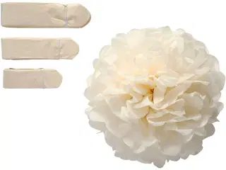 Papirpomponer, diam. 20+24+30 cm, 16 g, råhvid, 3stk./ 1 pk.