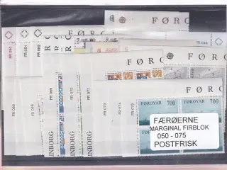 Færøerne - Marginal Firblok 050 - 075 - Postfrisk