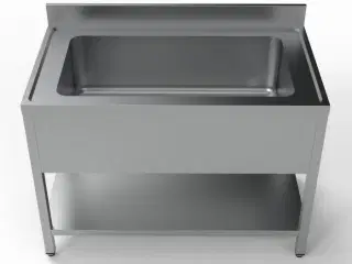 Stålbord med vask – til gryder og potter -1200 mm