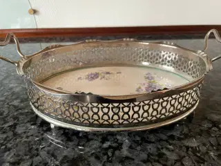 Oval serveringsbakke med porcelænsbund