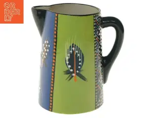 Keramikkande, håndlavet med farverigt mønster (str. 19x13 cm)