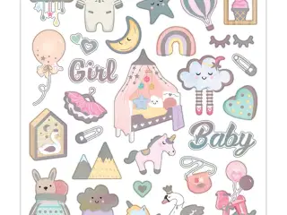 Stickers, baby girl, ark 15x16,5 cm, 1 ark