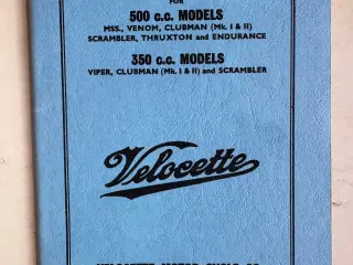 VELOCETTE - SPARE PARTS LIST