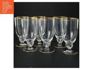 Sæt med seks glas med guldkant (str. 14x8 cm)