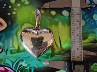 Sølv hjerte vedhæng stort 