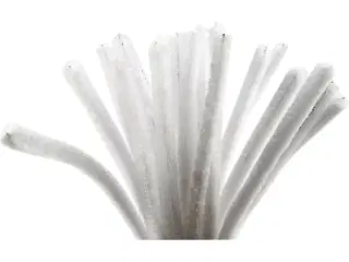 Chenille, L: 30 cm, tykkelse 9 mm, hvid, 25stk./ 1 pk.