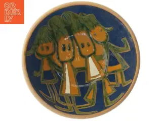 Keramisk dekorationsskål med farverigt motiv (str. Ø 34x11 cm)