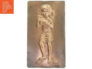 Bronzerelief af læsende pige (str. 35x20 cm)