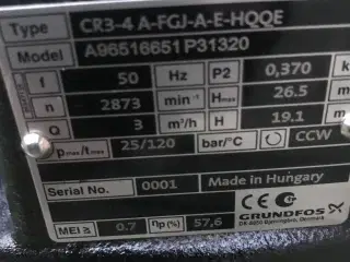 Grundfos CR3-4, helt ny