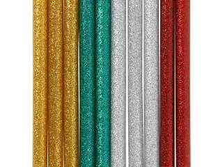 Limstænger Mini, L: 10 cm, diam. 7 mm, glitter, guld, grøn, rød, sølv, 10stk./ 1 pk.