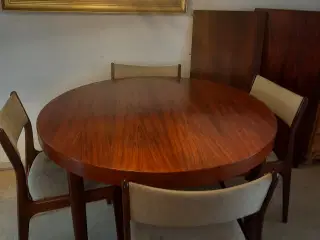 Palisander spisebord rund med tillægsplader