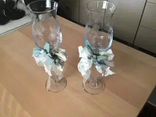 2 stk glasstager med pynt