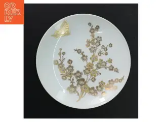 Porcelænstallerken med gulddetaljer fra Krautheim (str. 18 cm i diameter)