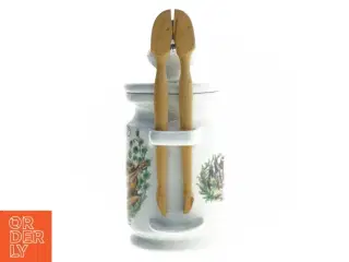Fransk Keramikkrukke med låg og tang (str. 20 cm)