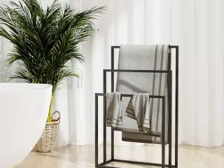 Fritstående håndklædeholder 48x24x79 cm jern sort