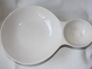 Dobbeltskål af hvidt porcelæn