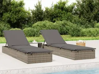 Liggestol 1 stk. med hynde 201x55x62 cm polyrattan grå