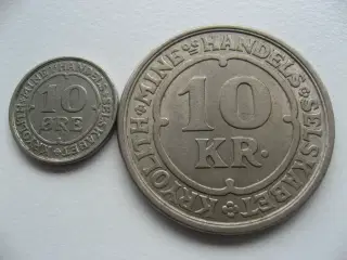 Grønland Flotte Kryolith 10 øre & 10 kr, 1922