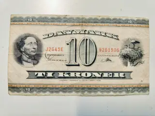 Gammel 10 kr seddel fra 1964