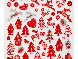 Julestickers Rød/Hvid - 15x16,5 cm Ark