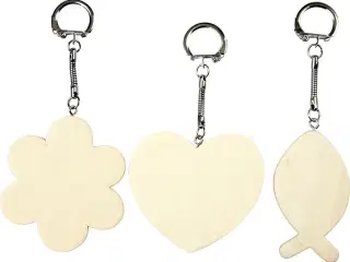 Nøgleringe med træskilt, str. 6-7 cm, tykkelse 3 mm, 12stk./ 1 pk.