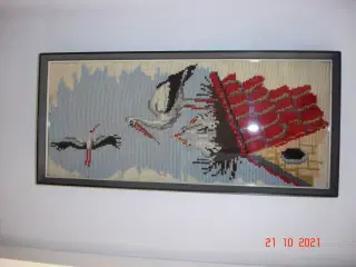 Korstings-billede " Storke " 20x45 cm