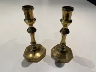 Par, Engelske Lysestager, Messing, 17cm.