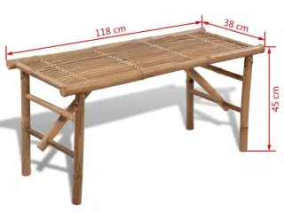 Foldbar havebænk 118 cm bambus