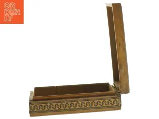 Gl. Trææske med engle på låg (str. 14 x 9 x 4 cm)