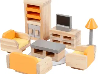 VIGA Dukkehus møbler, stue, str. 2x2x7,5 cm, 8dele/ 1 sæt