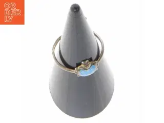 Blå emalje hjerte ring (str. Diameter en og en halv cm)
