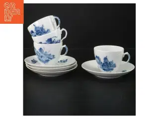 Blå blomst tekopper med underkop fra Royal Copenhagen (str. 4 stk Ø 8 & 14,5 cm)
