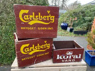 Retro ølkasser - Carlsberg og Koral Vand