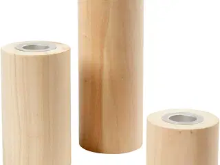 Elegant trælysestager med metalindsats - 3 stk.