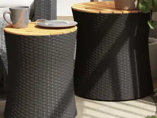 Haveborde 2 stk. med træplade polyrattan sort
