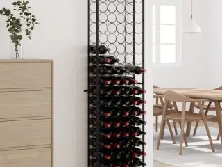 Vinreol til 95 flasker 54x18x200 cm smedejern sort