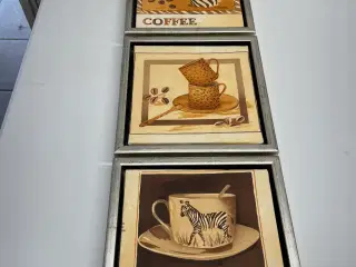 3 lærredstryk med kaffemotiver