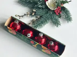 Retro julekugler fra GDR, 4 stk i æske
