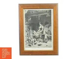 Billedramme med motiv af ung pige (str. 35 x 27 cm)