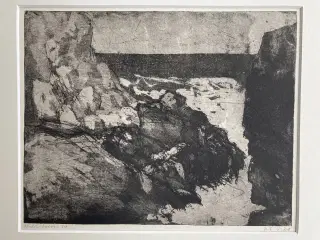 Niels Sylvest radering bornholmske klipper