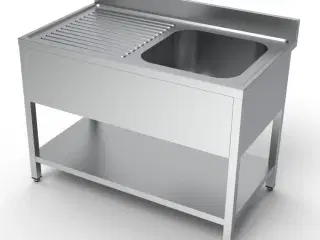 Combisteel stålbord med vask – 120x70x85 cm