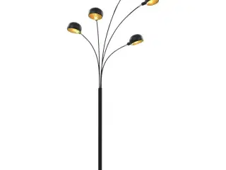 Standerlampe 200 cm 5 x E14 sort og guld