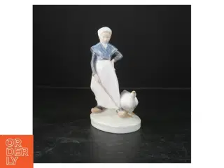 Porcelænsfigur af kvinde med gås fra Royal Copenhagen (str. 19 cm)