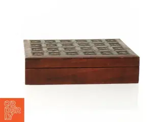 Ornamenteret Træ æske med 2 rum (str. 16 x 12 x 4 cm)