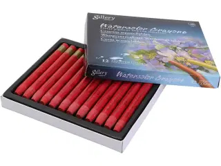 Gallery Akvarelkridt Rød - 12 stk. Høj Kvalitet