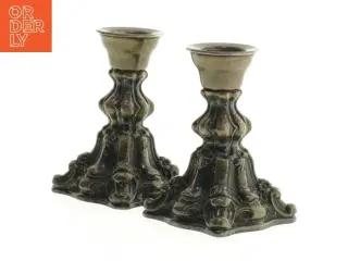 Vintage lysestager i metal (str. 8,5 x 6 x 6 cm)