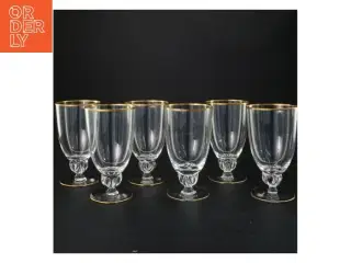 Sæt med 6 glas med guldkant (str. 14x8 cm)