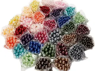 Luksus voksperler, diam. 6+10 mm, hulstr. 1,5+2 mm, ass. farver, 32x20g/ 1 pk.