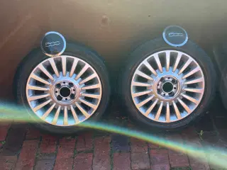 Alu fælge med sommerdæk til Fiat 500