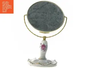 Spejl på porcelænsfod (str. 23 x 14 x 10 cm)